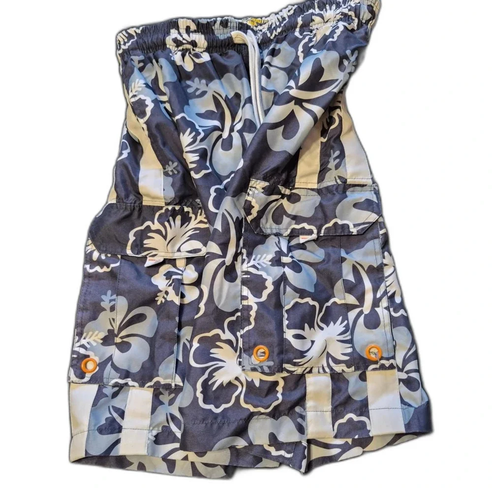 Men's Blue Hawaiian Swim Shorts Size M